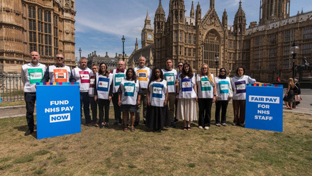 Health unions at parliament 3 July 26
