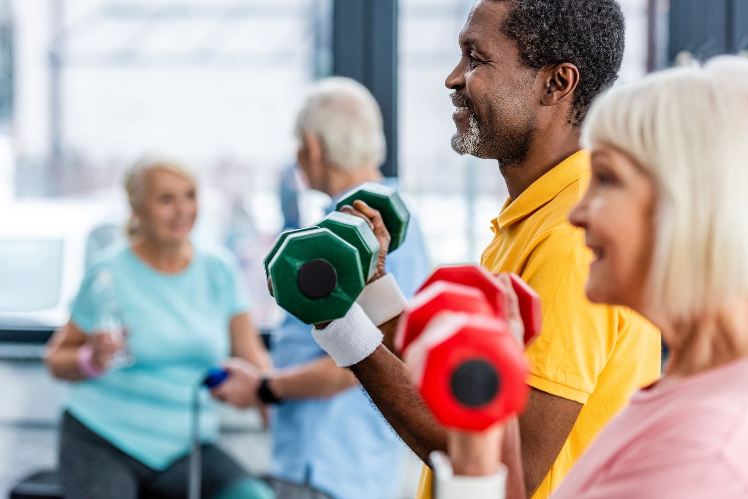 Older adults doing a workout exercise