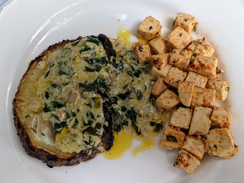 Roasted celeriac with café du Paris sauce and tofu