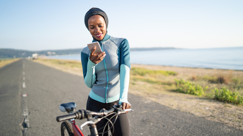 Cycling cyclist Muslim woman Ramadan